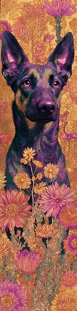 Free printable dog bookmark featuring peering out german shepherd gold